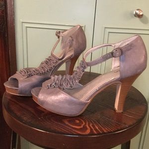 Xhilaration ruffle T-strap heels